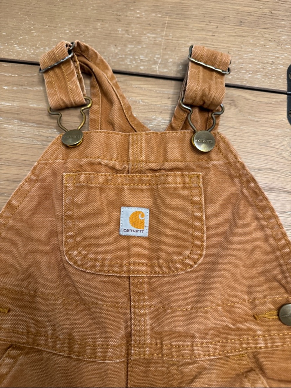 CARHARTT Washed Overall Bibs In Carhartt Brown Size 18months - Picture 2 of 4